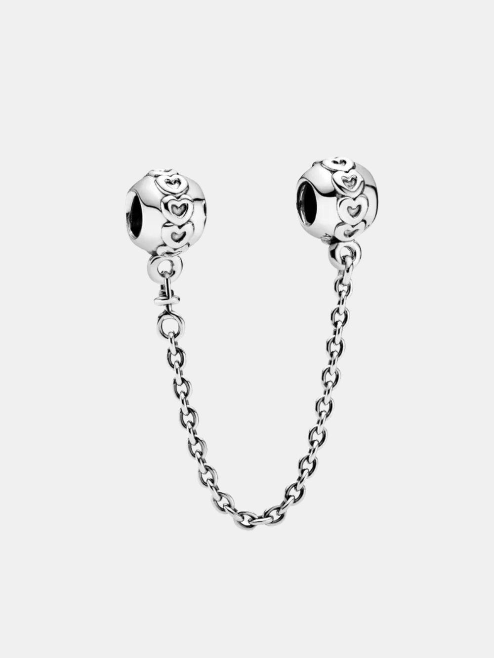 New Sterling Silver Band of Hearts Safety Chain